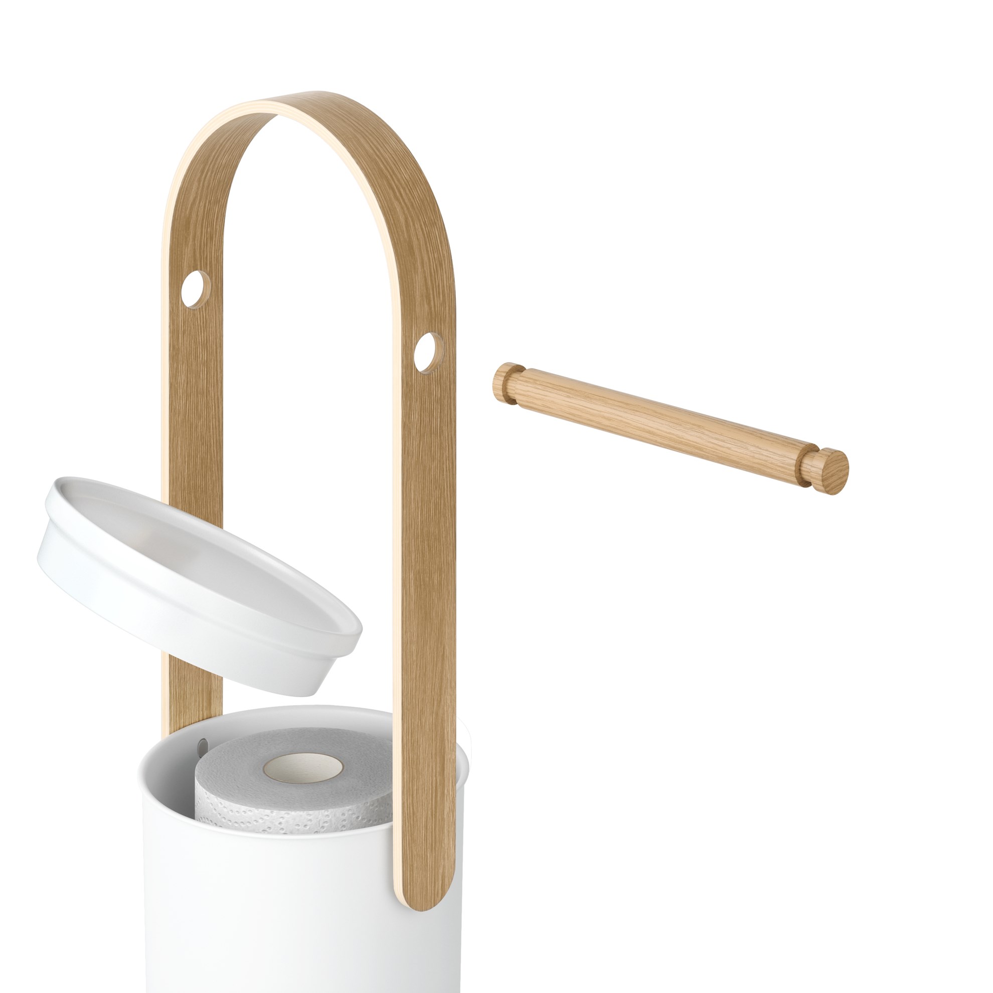 Stojan na toaletní papír se zásobníkem Umbra BELLWOOD V.68 cm bílý/přírodní_1