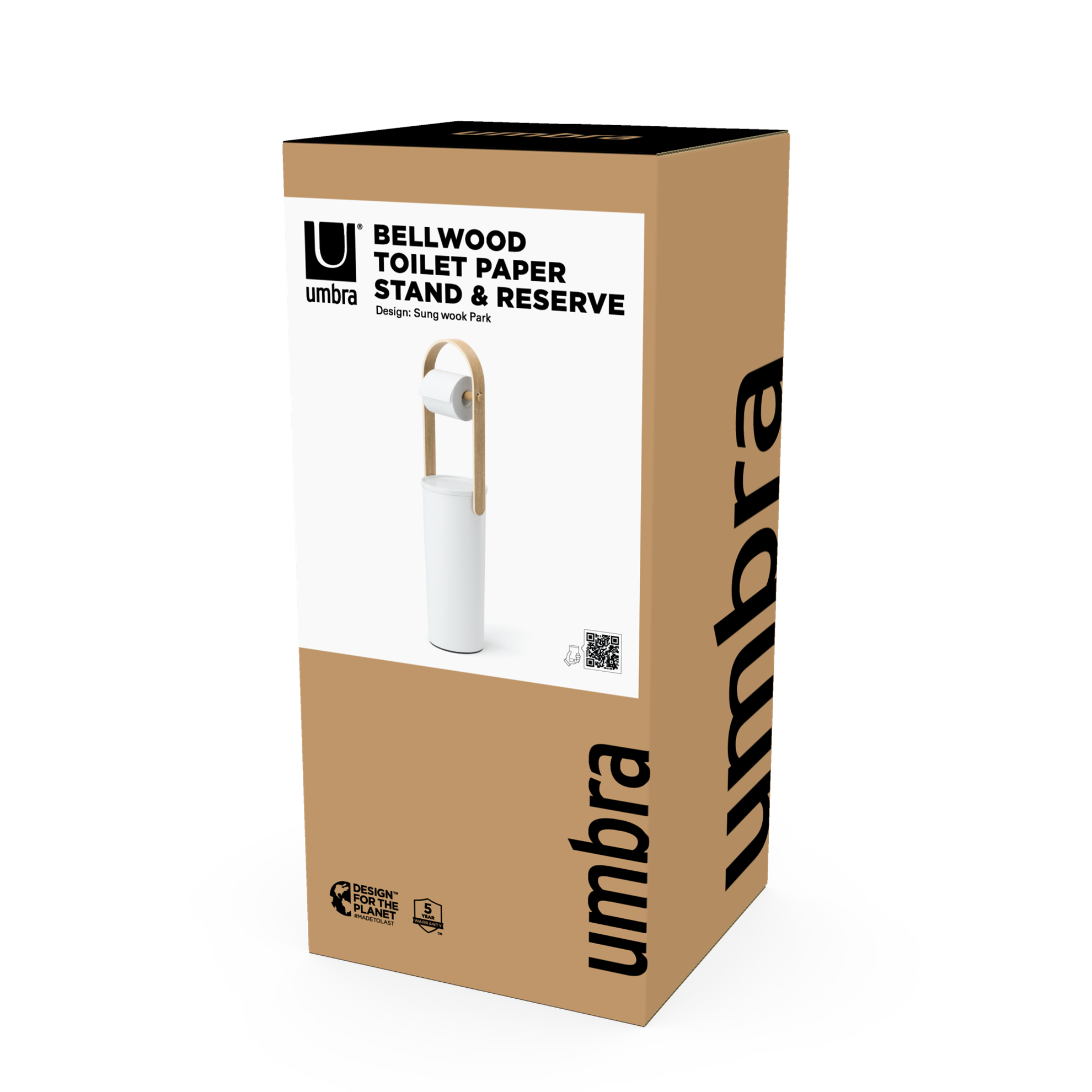Stojan na toaletní papír se zásobníkem Umbra BELLWOOD V.68 cm bílý/přírodní_3