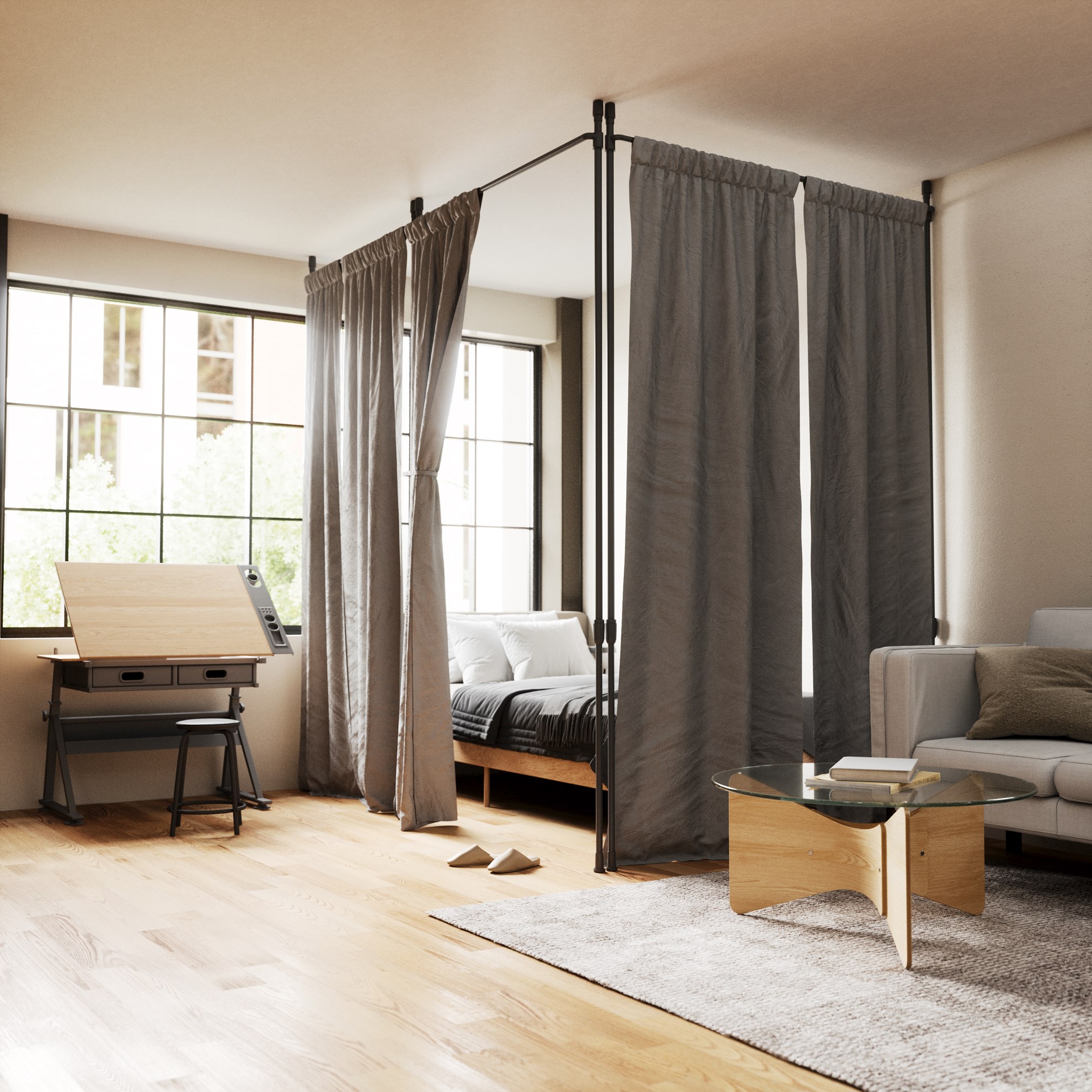 Nastavitelná závěsová tyč Umbra ANYWHERE Š.91-168 cm černá matná_0