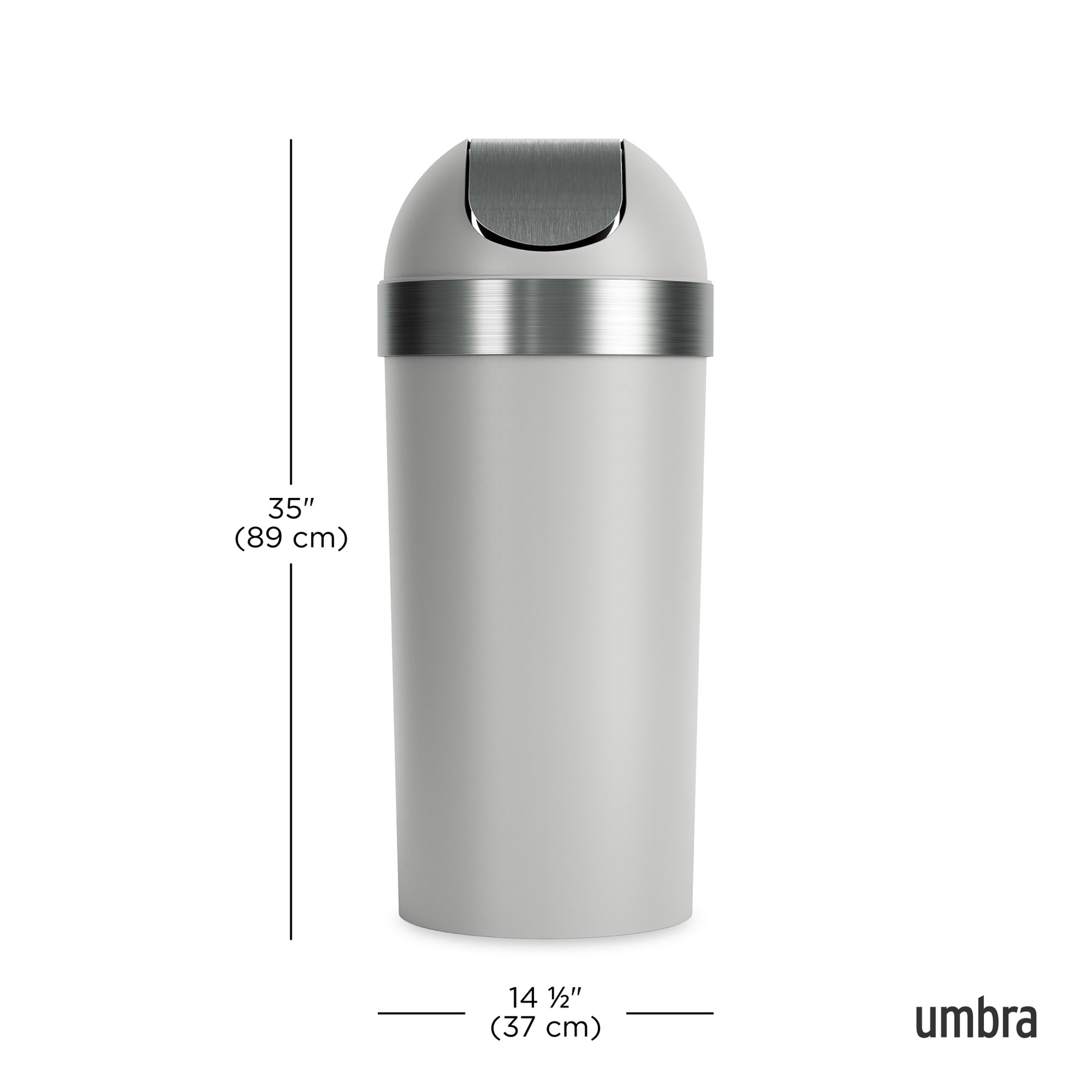 Odpadkový koš s výklopným víkem Umbra VENTI CAN 62l šedý/nikl_1