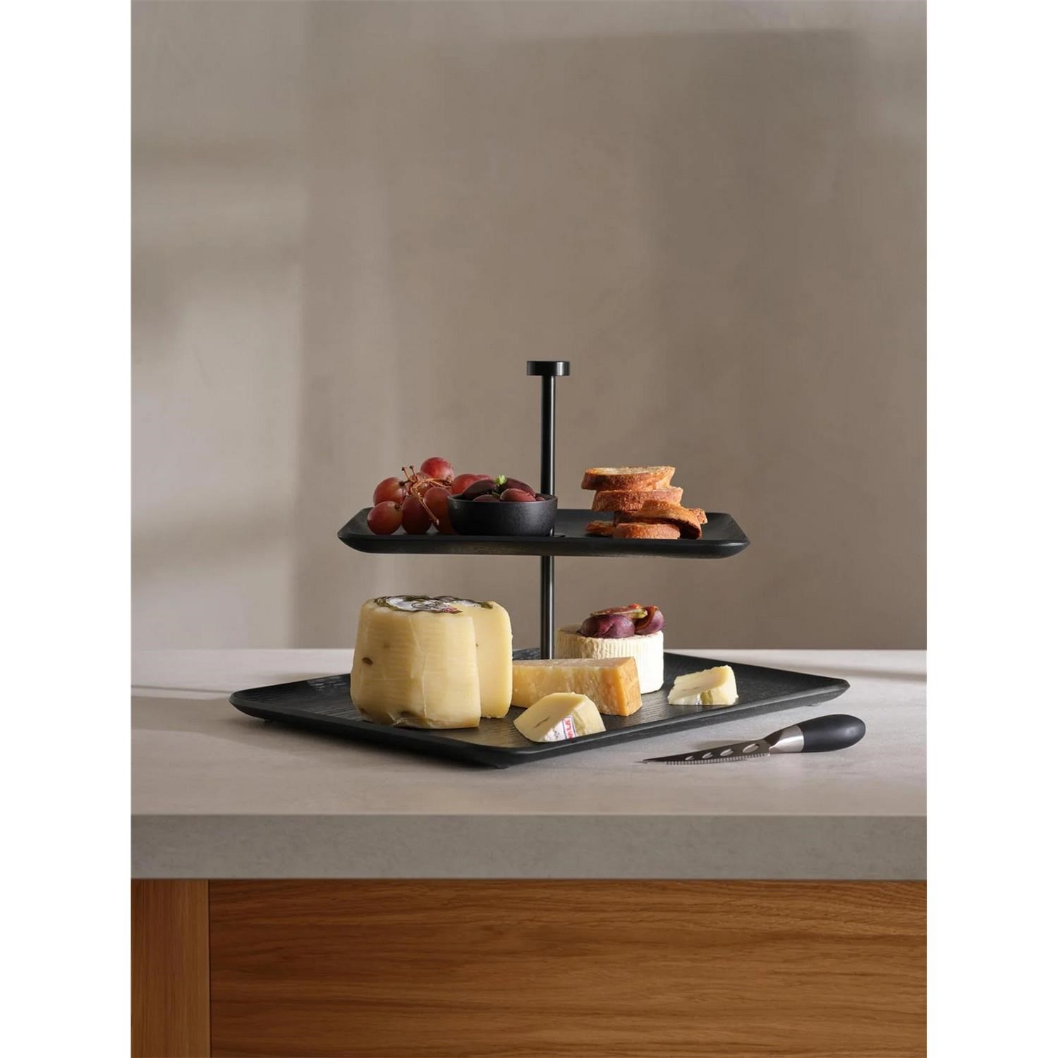 Etažér dvoupatrový obdélníkový WOOD V.25cm černý_0