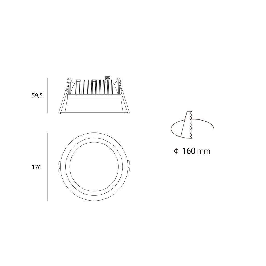 Vnitřní zápustné svítidlo Led 2 ZETA M P.17,6cm černé_0