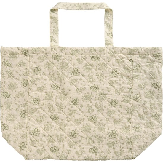 Prošívaná květovaná taška Ib Laursen zeleno-bílá 180x130 cm_0