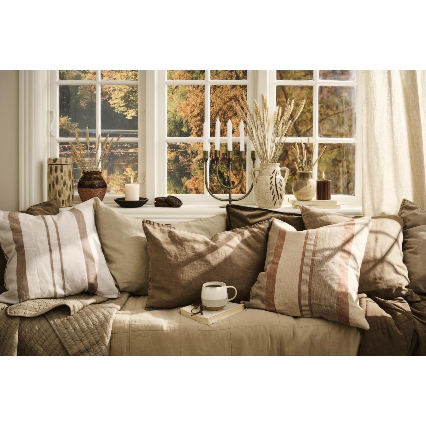 Povlak na polštář Ib Laursen přírodní s hnědými pruhy 50x50 cm_2