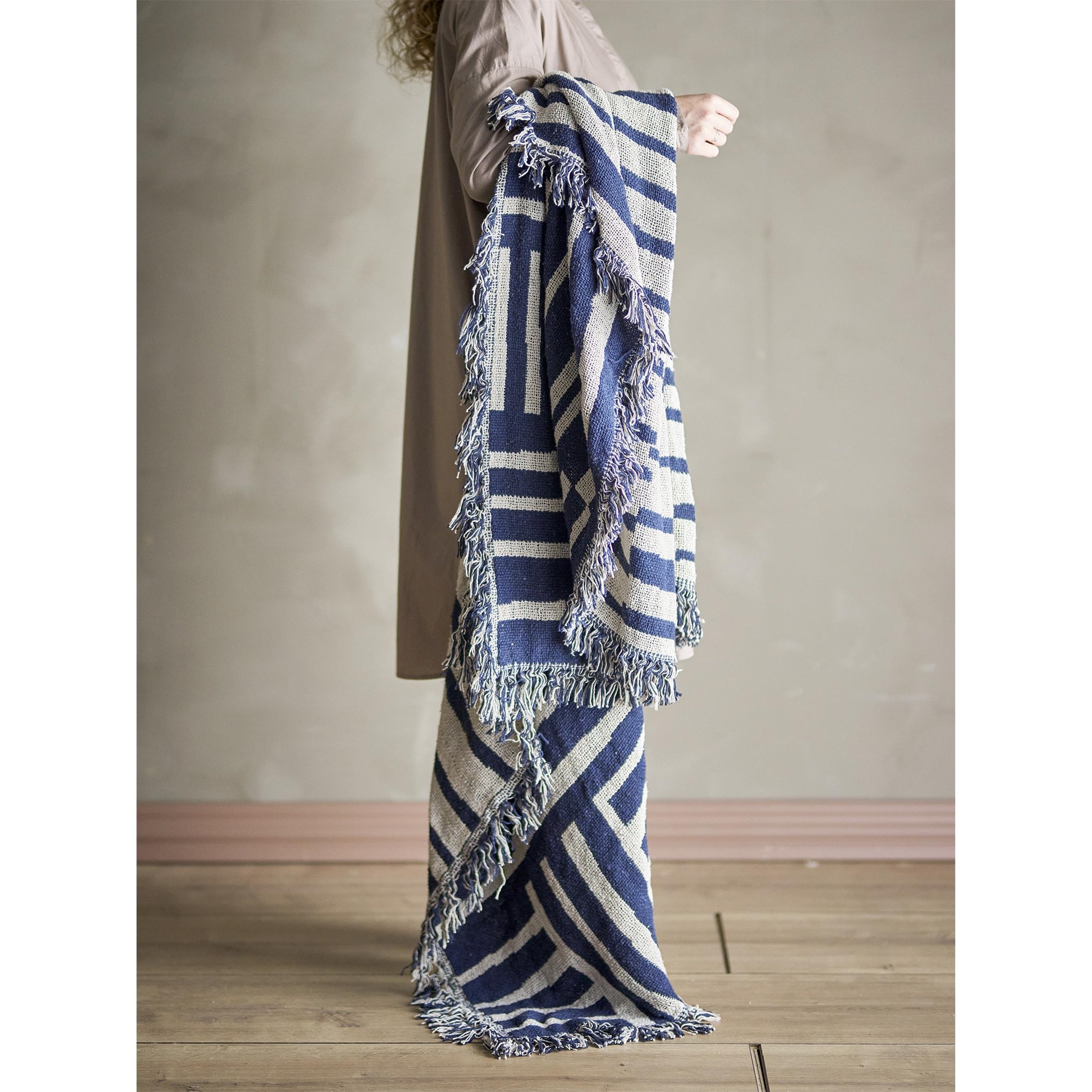 Pléd z recyklované bavlny FRANKIE 160x130cm modrý_2