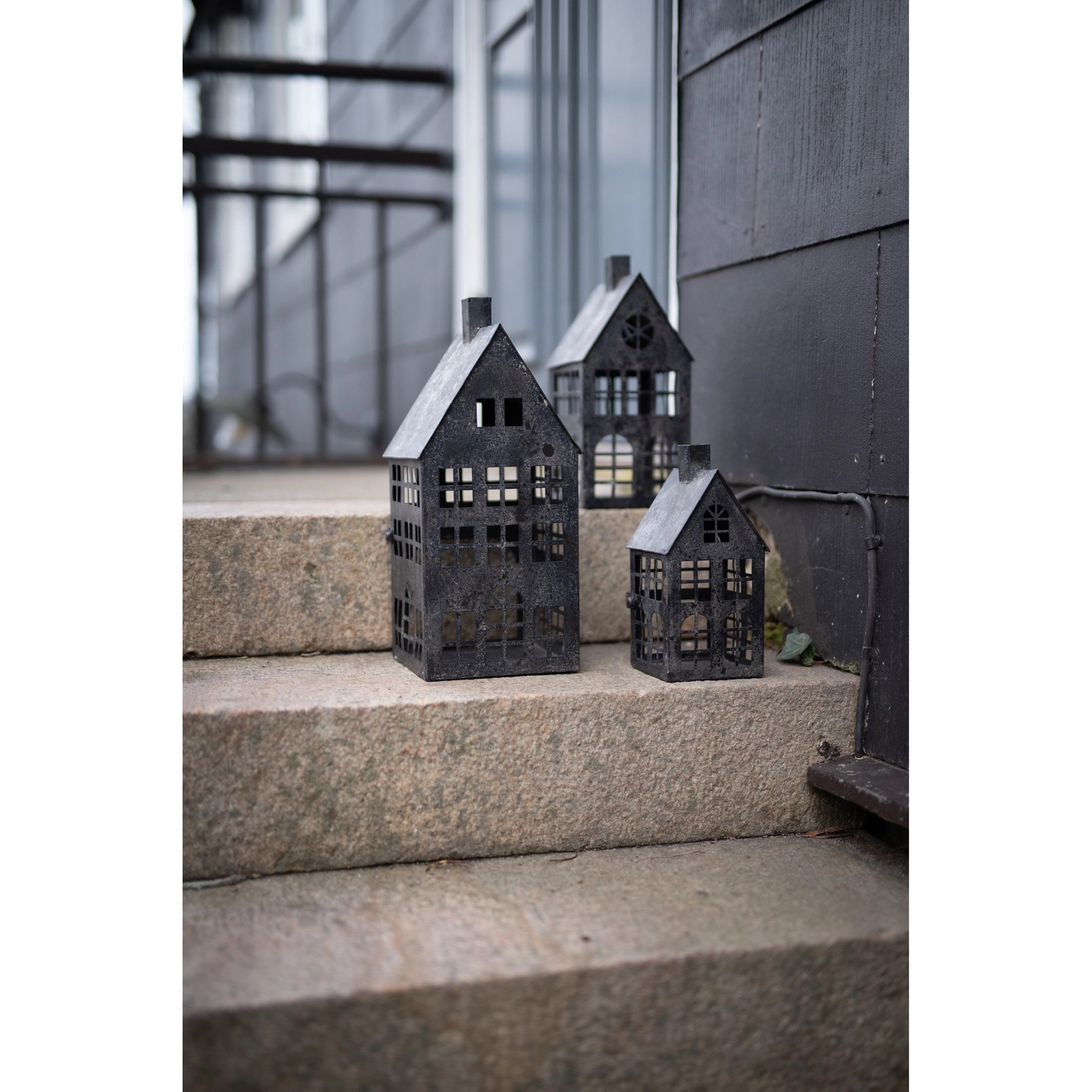 Kovová dekorace dům HOUSE V.41/31/25cm SET/3ks černá_0