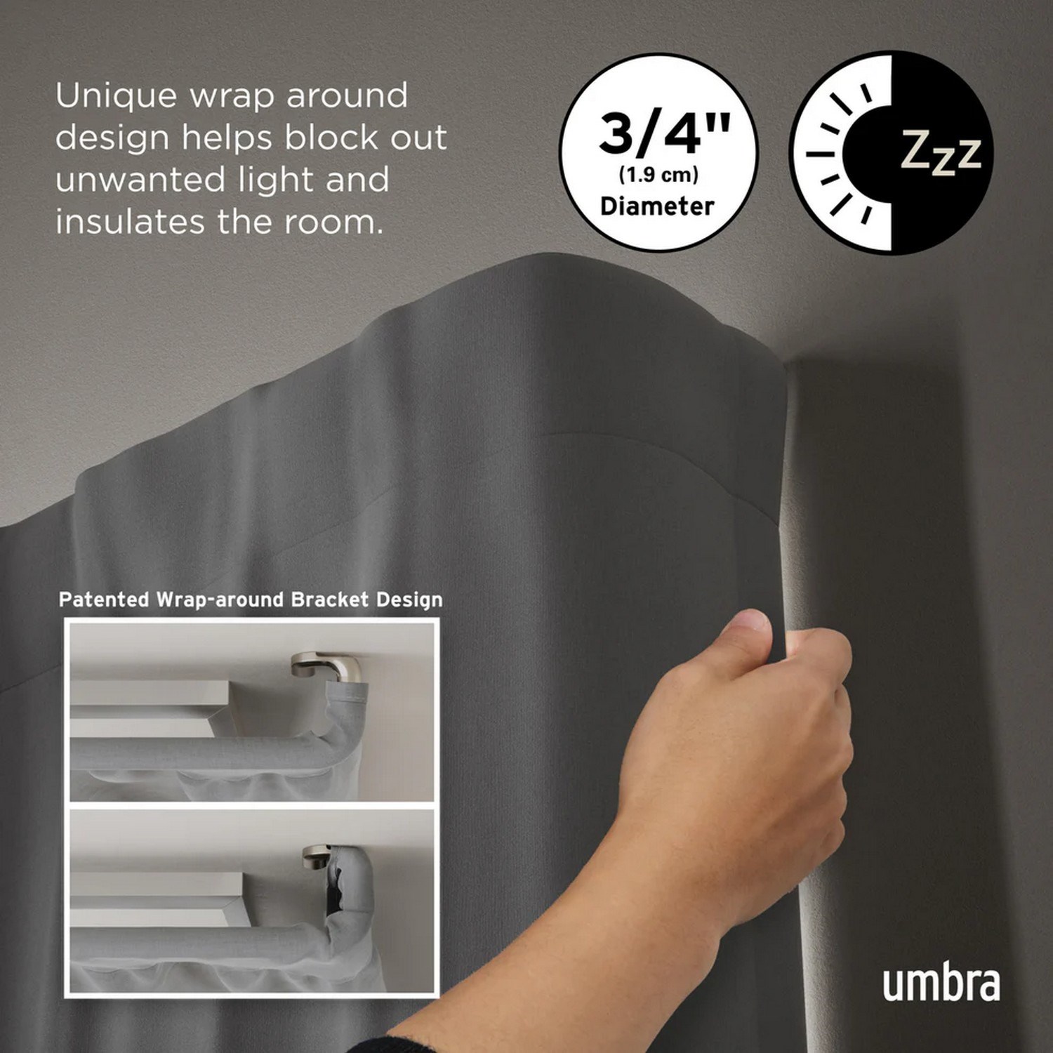 Rozšiřitelná zatemňovací garnýž Umbra TWILIGHT 76-213 cm niklová_1