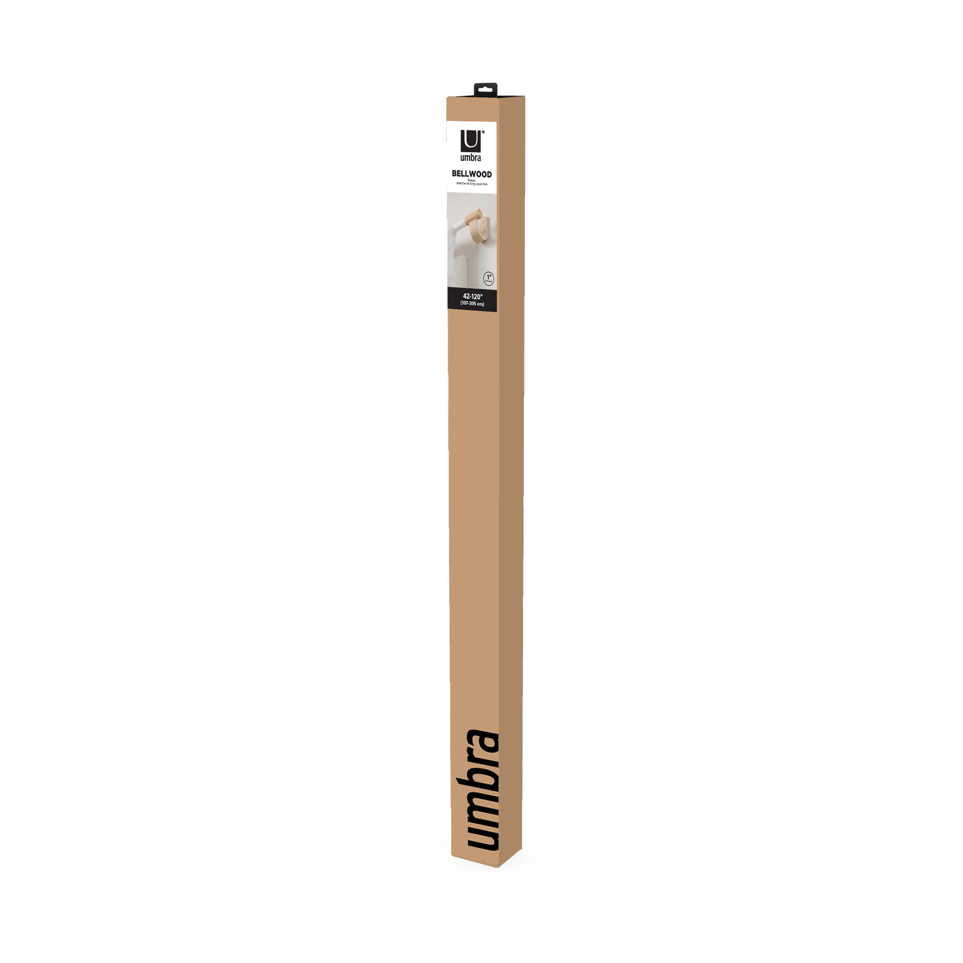 Garnýž Umbra BELLWOOD s dřevěnými koncovkami 107-305 cm bílá/přírodní_1