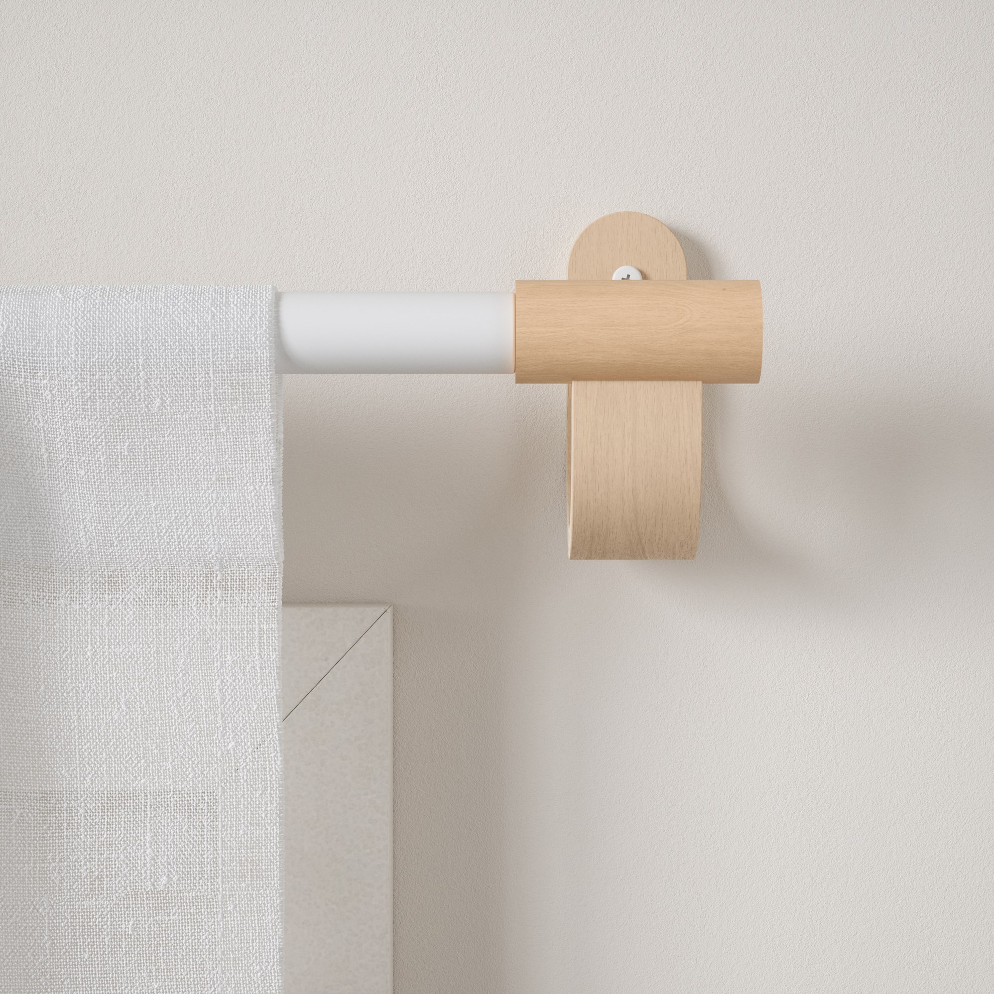 Garnýž Umbra BELLWOOD s dřevěnými koncovkami 107-305 cm bílá/přírodní_1