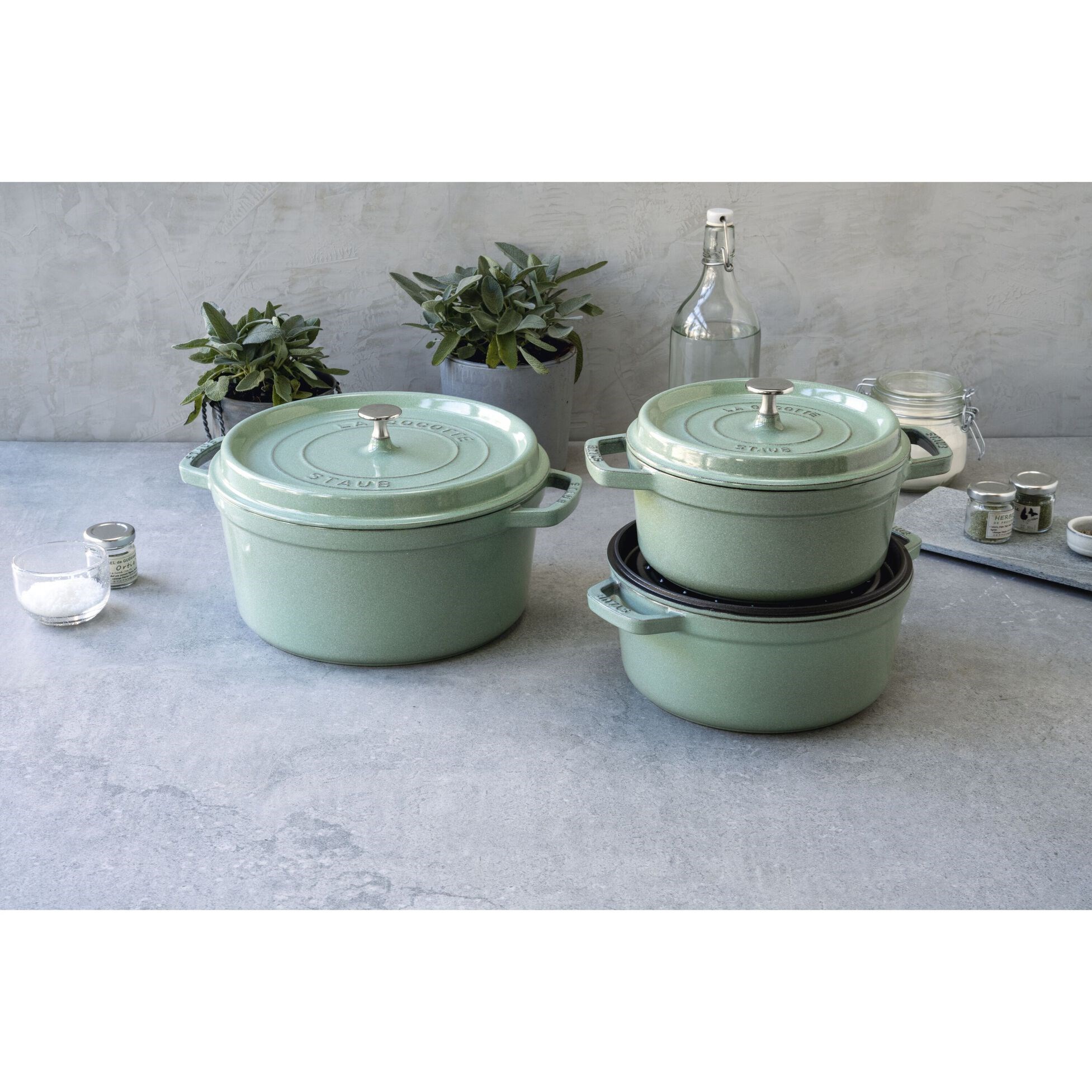 Hrnec STAUB kulatý 28 cm šalvějově zelený 6,7l_5