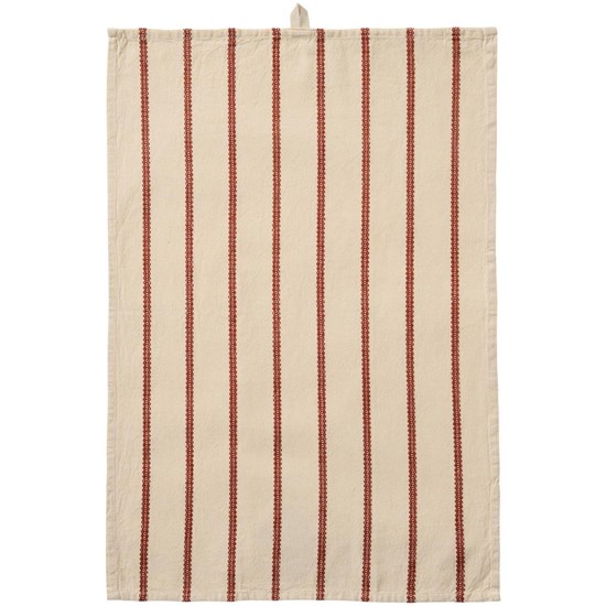 Kuchyňská utěrka Rebecca Ib Laursen 70x50 cm přírodní s tkaným rezatým pruhem_0