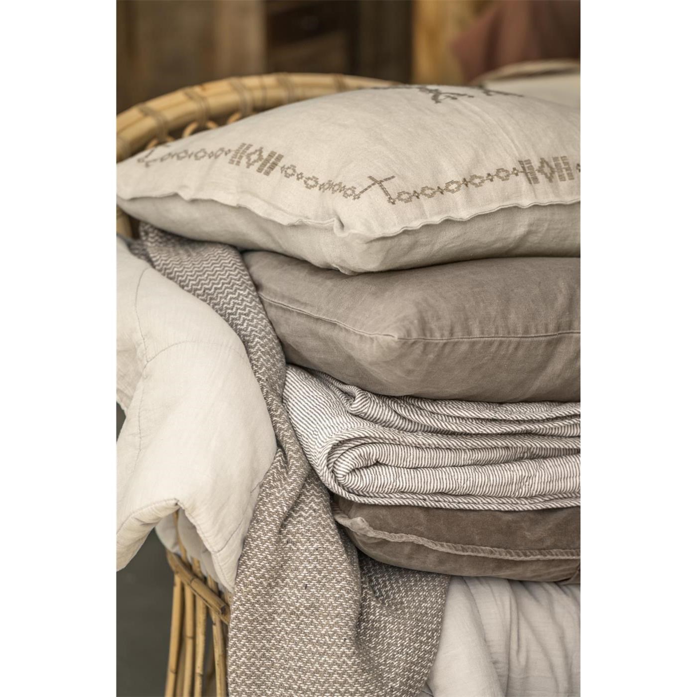 Prošívaná deka/přehoz Ib Laursen bílo-hnědý proužek_2