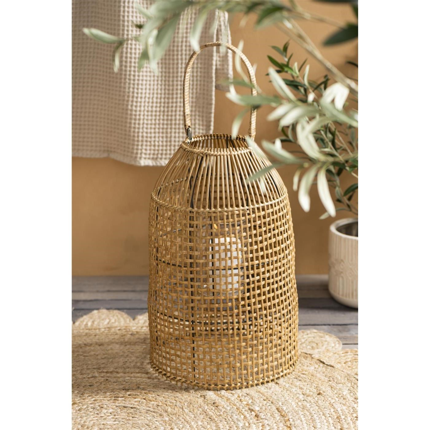 Ratanová lucerna se sklem Ib Laursen V.47 cm přírodní_1