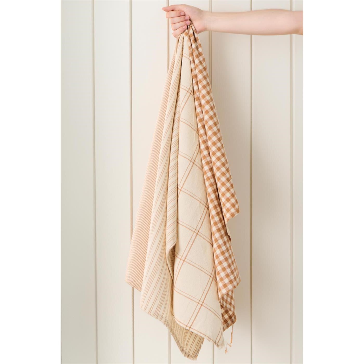 Kuchyňská utěrka Tilde Ib Laursen 70x50 cm přírodní s hnědými pruhy_2