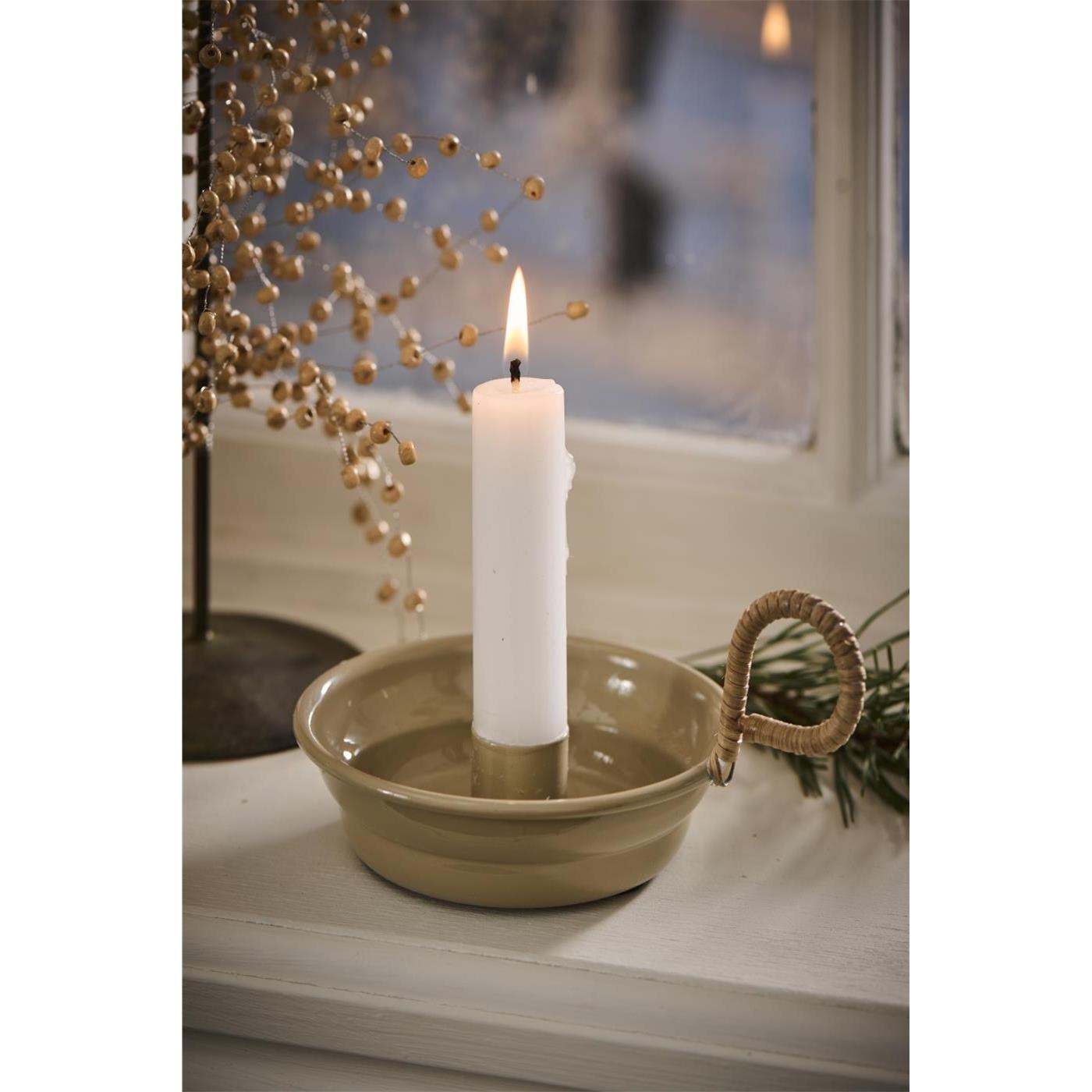 Svíčka Ib Laursen kulatá krátká V.11 cm bílá_2