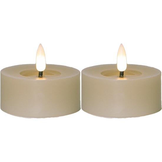 LED větší čajová svíčka FLAMME SET/2ks béžová_1