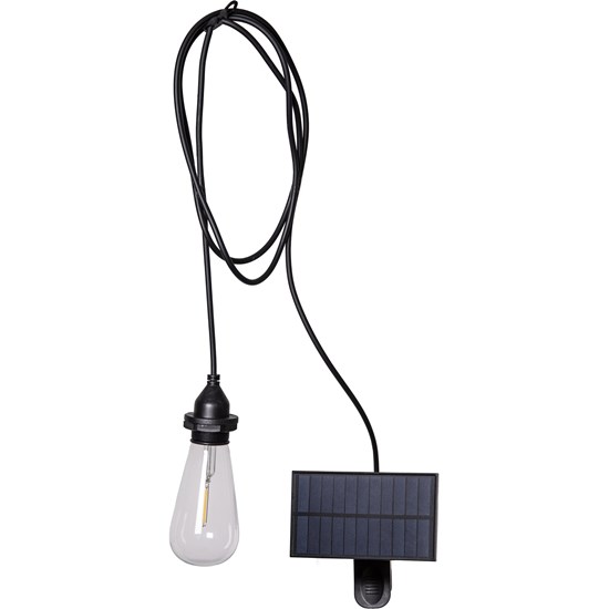 LED solární osvětlení s žárovkou na zavěšení černé_1