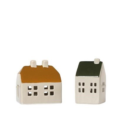 Keramické domečky Broste BO 9x5cm SET/2ks hnědý, zelený_0