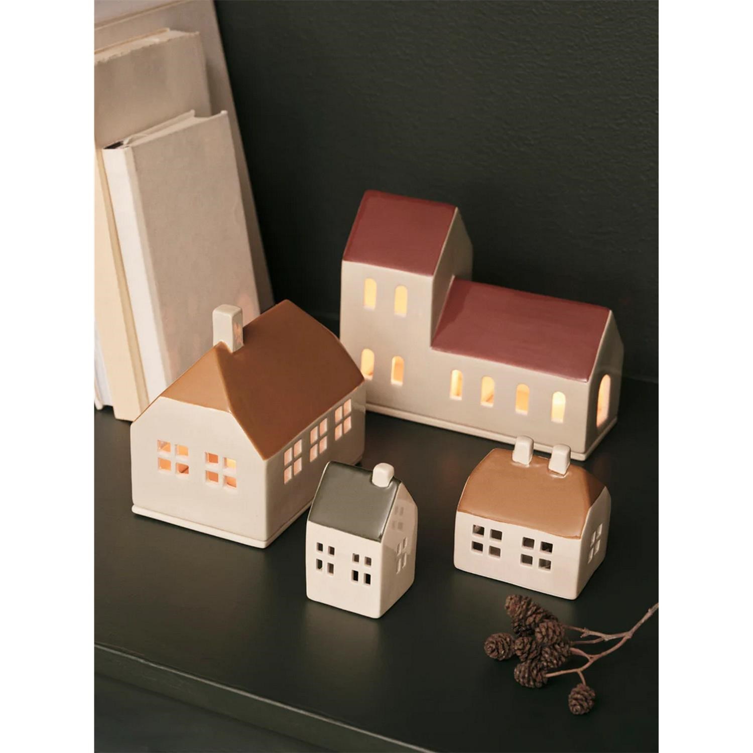 Keramické domečky Broste BO 9x5cm SET/2ks hnědý, zelený_0