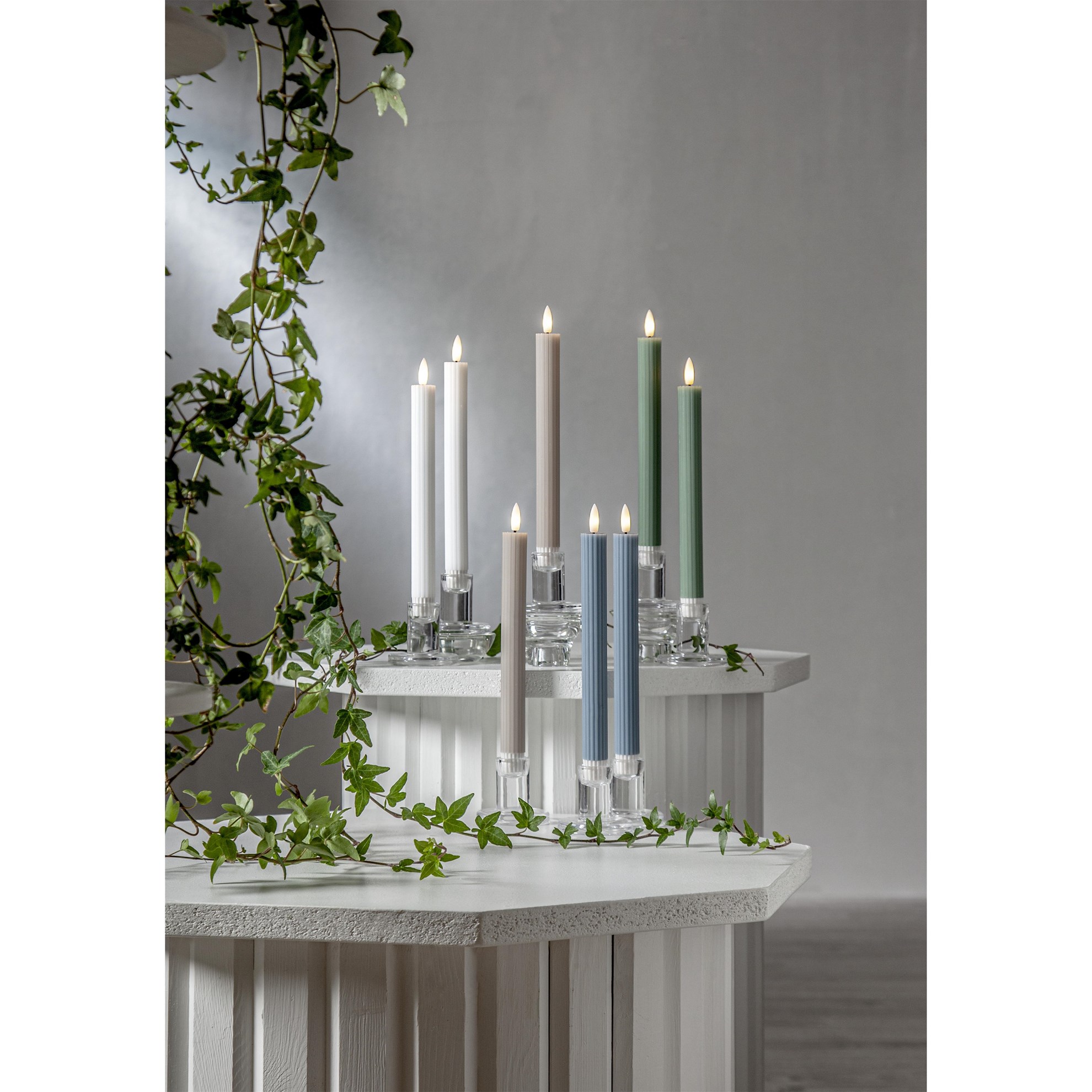 LED dekorační svíčka FLAMME STRIPE SET/2ks V.25cm bílá_0