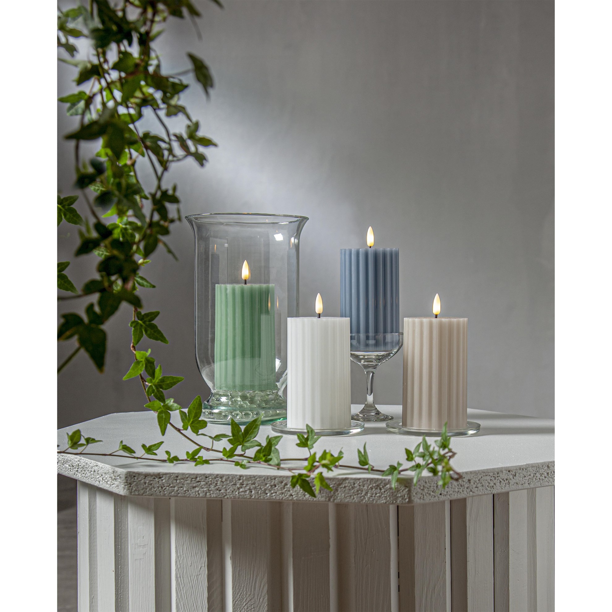 LED dekorační svíčka FLAMME STRIPE V.15cm zelená_1