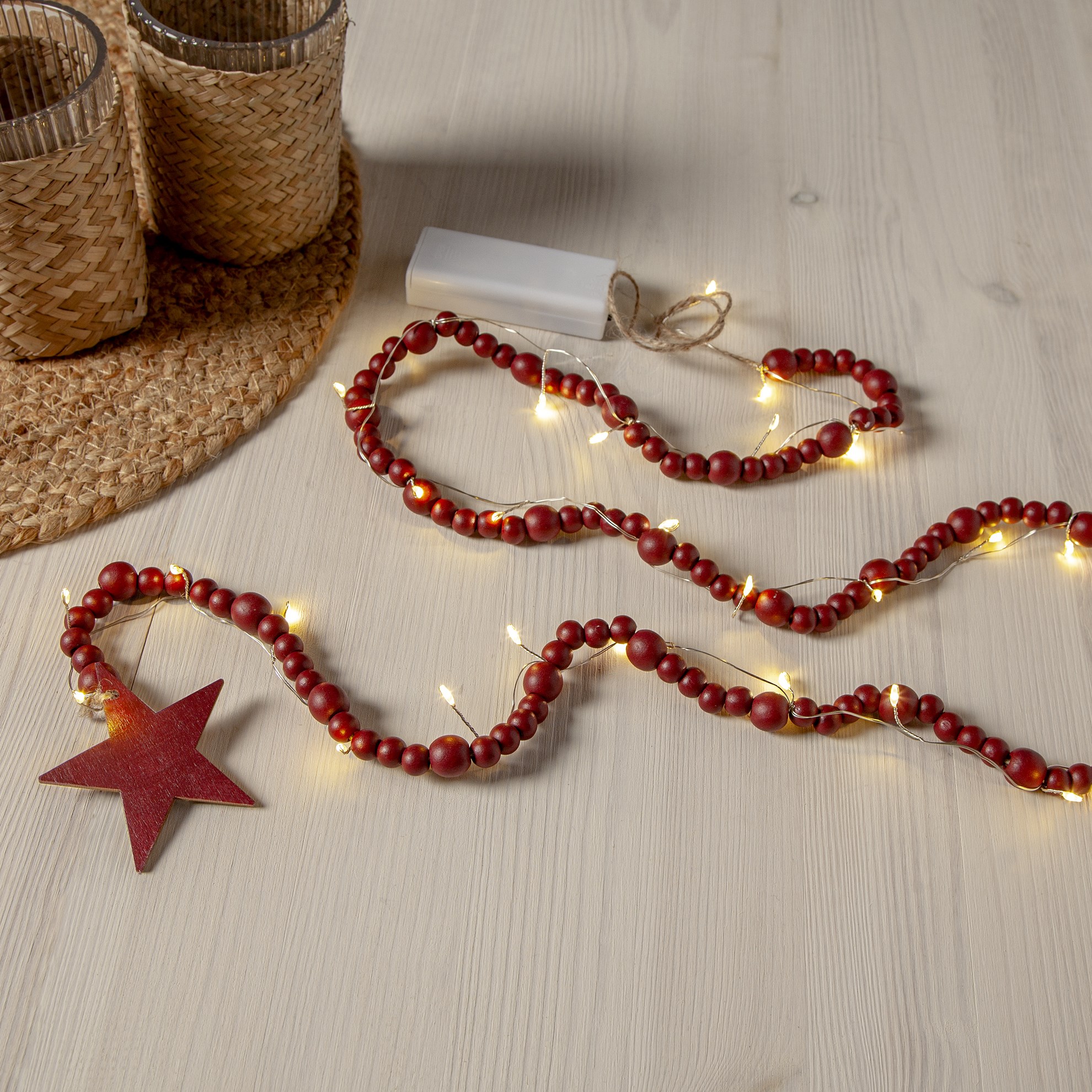 Venkovní LED světelný řetěz BEADY 30xLED D.150cm červený_0