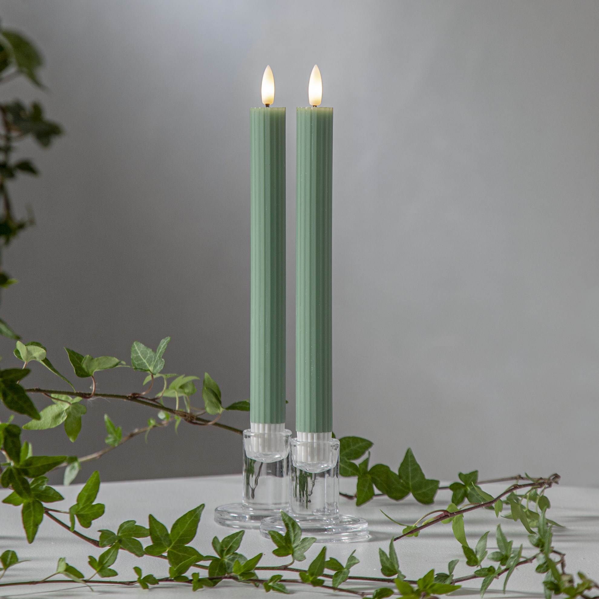 LED dekorační svíčka FLAMME STRIPE SET/2ks V.25cm zelená_0