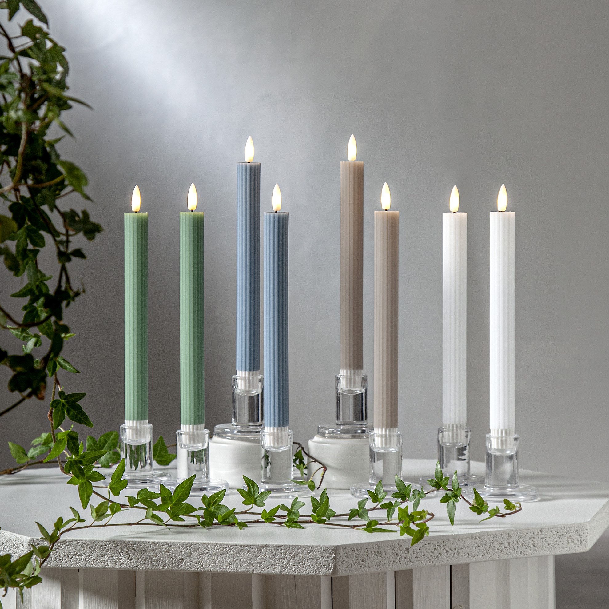 LED dekorační svíčka FLAMME STRIPE SET/2ks V.25cm zelená_1