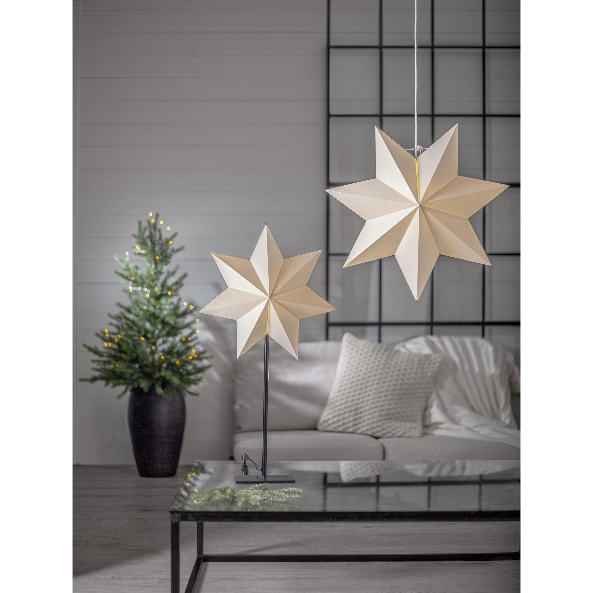 Bílá adventní hvězda z papíru POLAR 40 cm, bez světelného zdroje_1