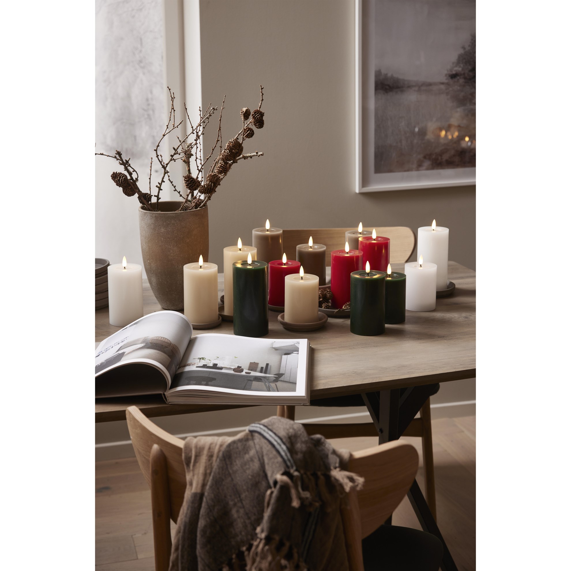 LED parafínová svíčka FLAMME 7,5x10 cm, s časovačem, béžová_4