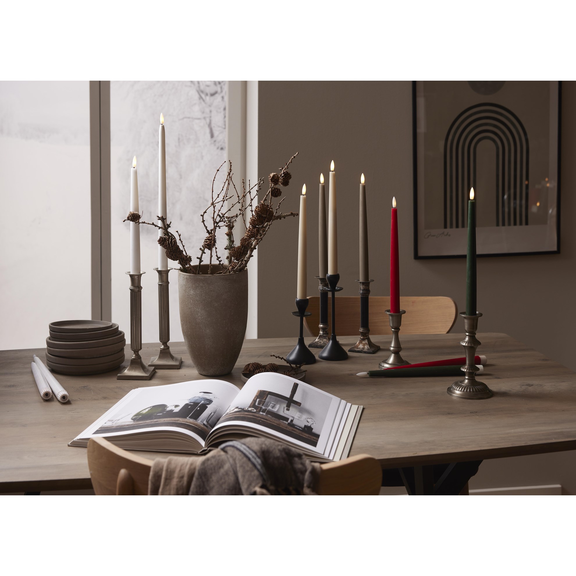 2x LED dlouhá svíčka FLAMME s dálkovým ovládání, 28,5cm, bílá_1