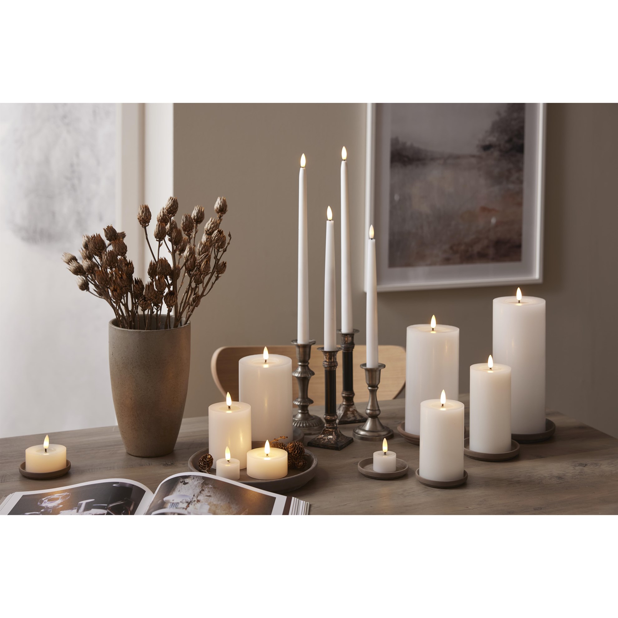 2x LED dlouhá svíčka FLAMME s dálkovým ovládání, 28,5cm, bílá_2