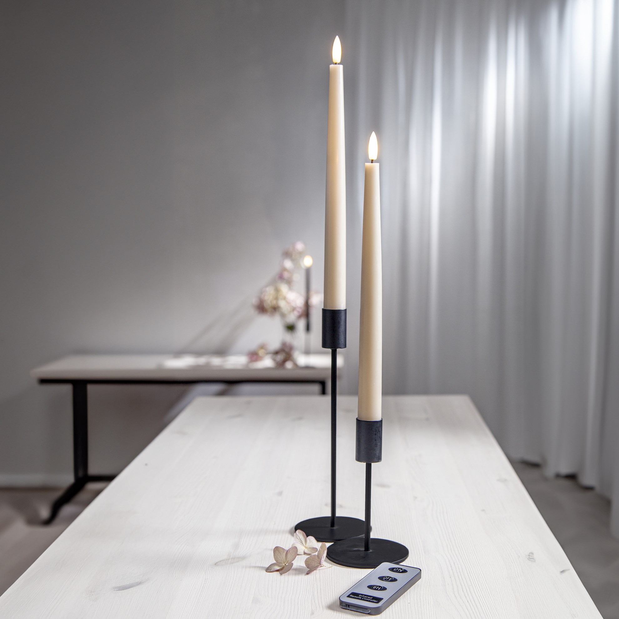 2x LED dlouhá svíčka FLAMME s dálkovým ovládání, 28,5cm, béžová_0