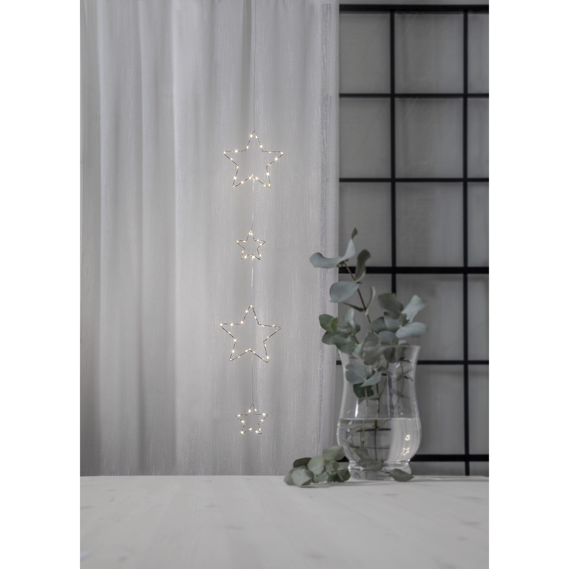 Ozdobný světelný LED řetěz s kovovými hvězdičkami ve velikostech 20 a 10cm_1