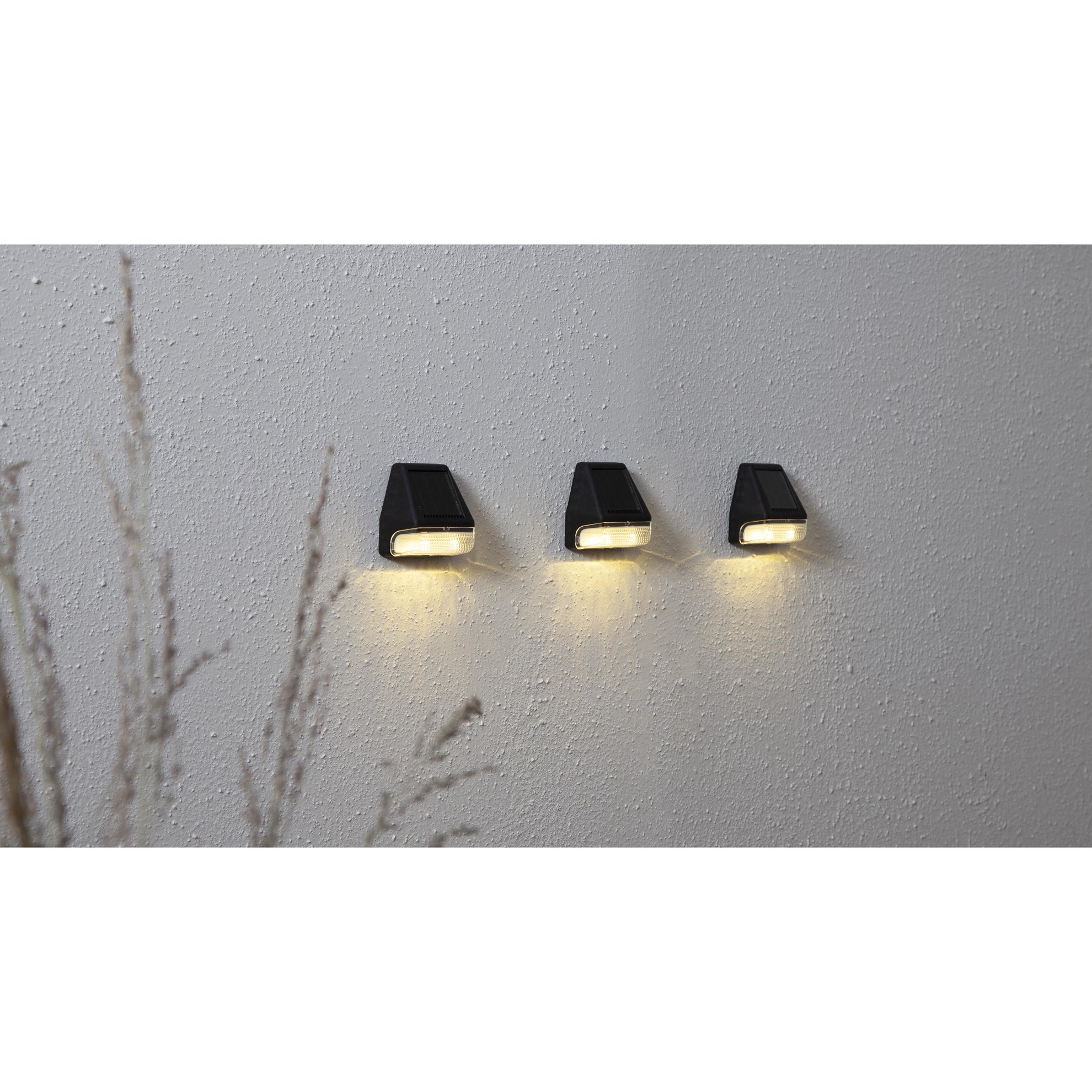 LED solární nástěnné osvětlení se senzorem soumraku WALLY MINI SET/3ks černé_0