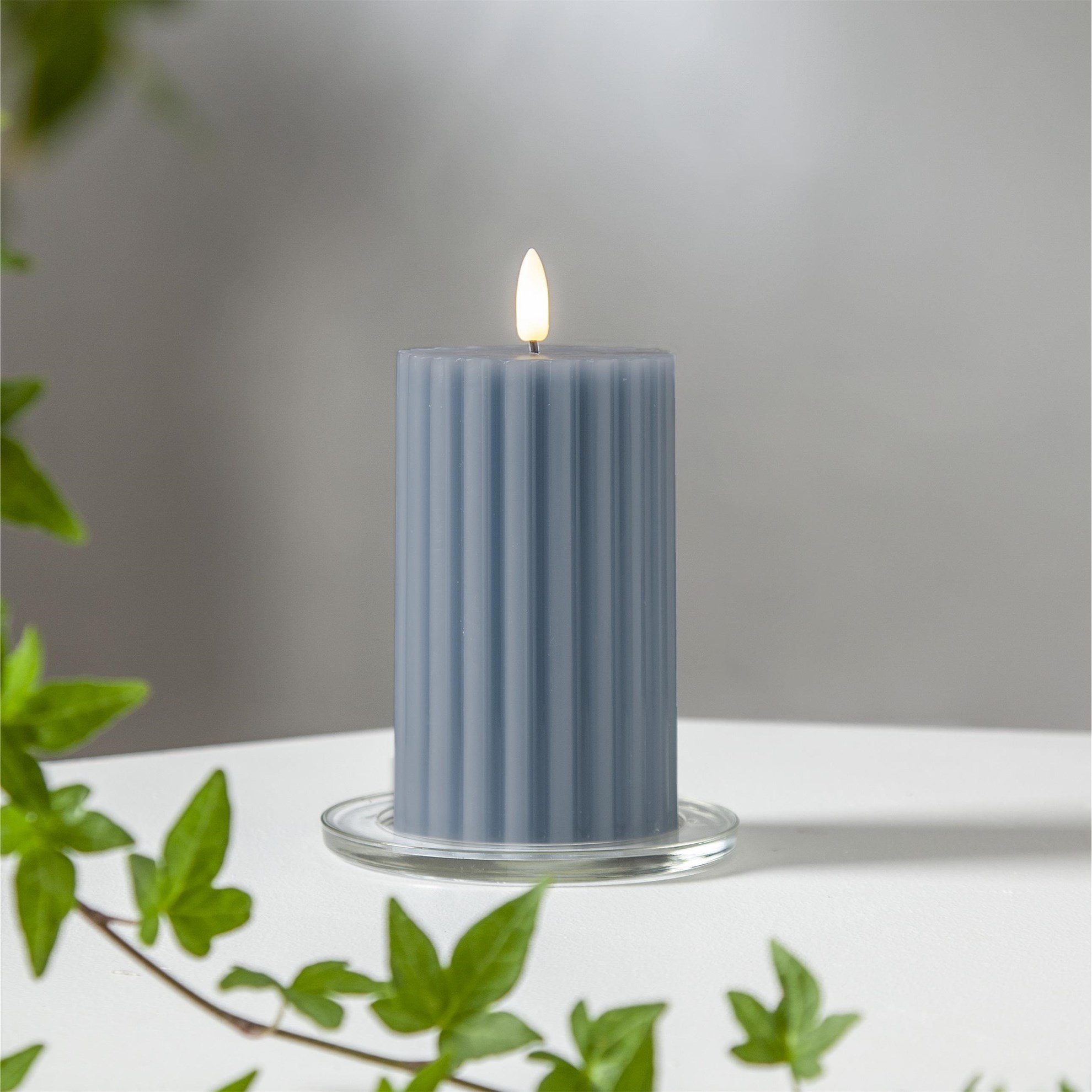 LED dekorační svíčka FLAMME STRIPE V.15cm modrá_0