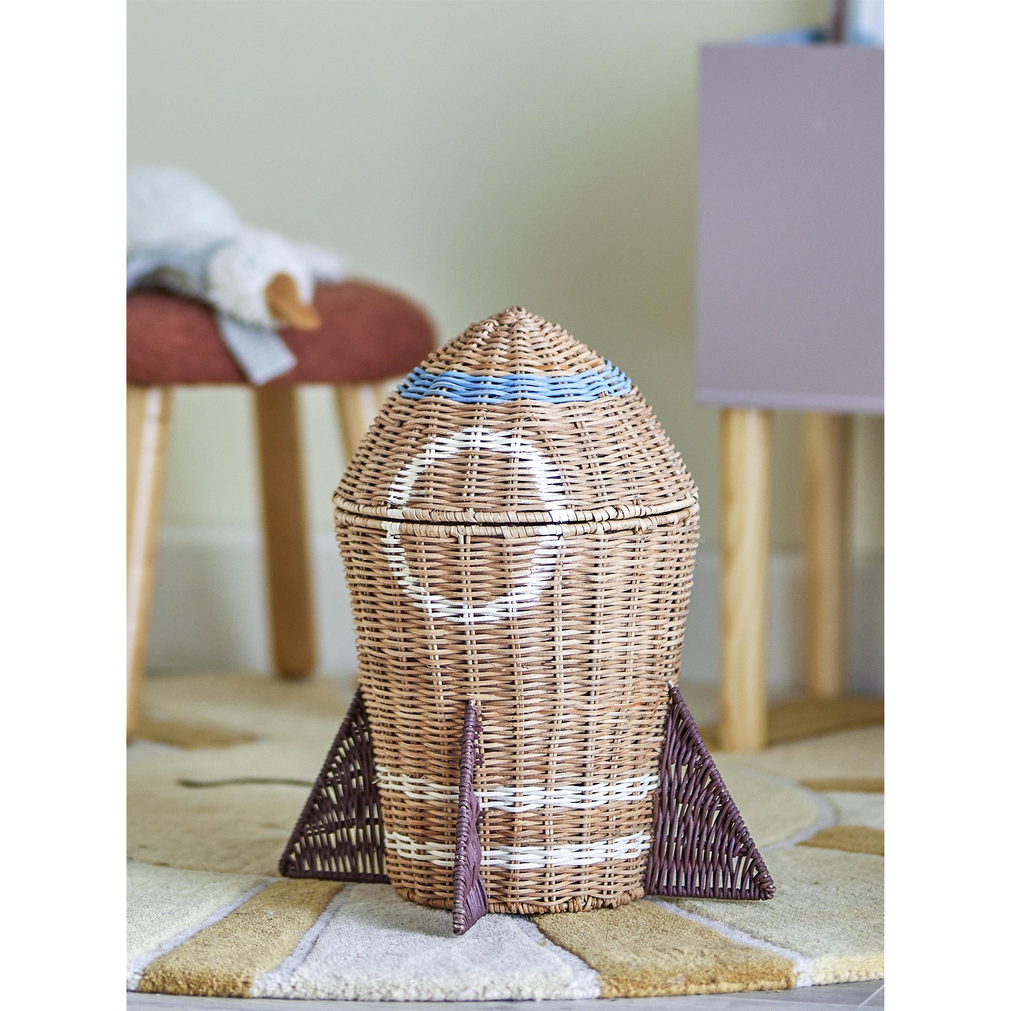 Ratanový koš s víkem SPACE raketa V.35cm přírodní_2