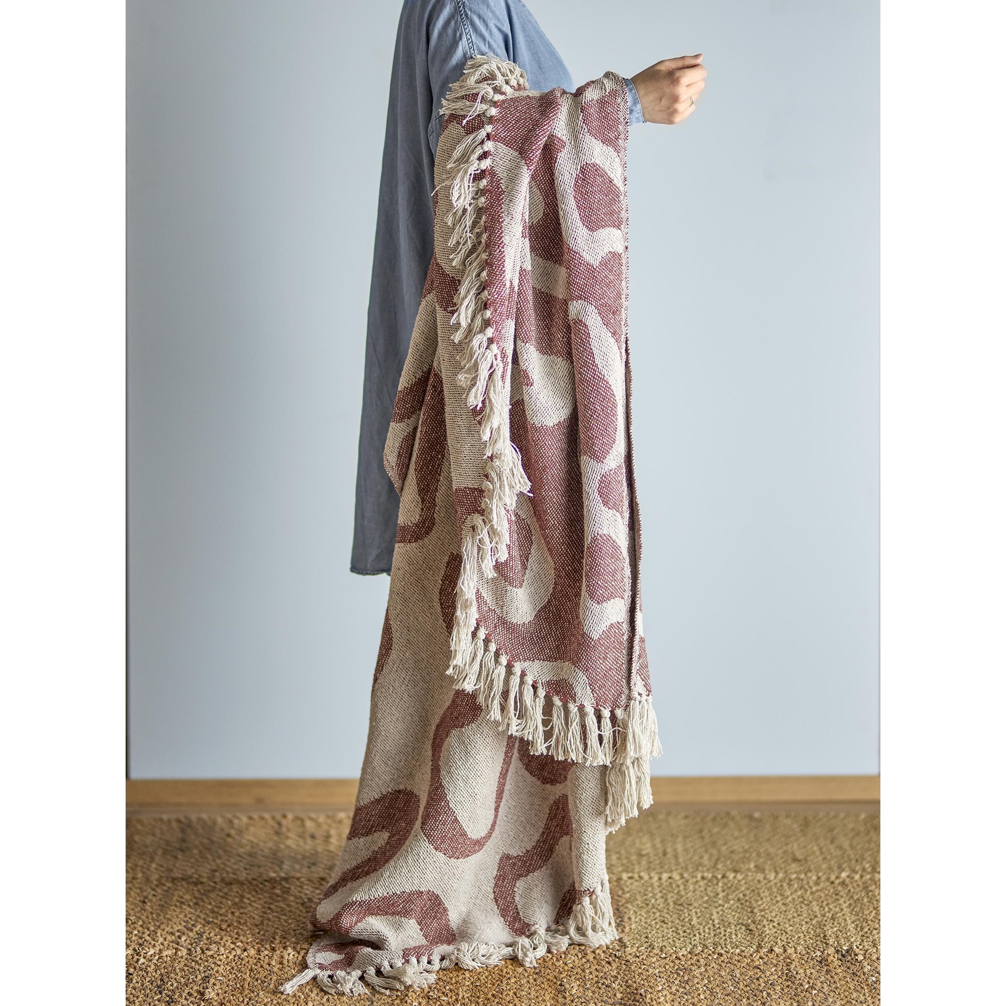 Pléd z recyklované bavlny SALOBRE 160x130cm hnědý_2