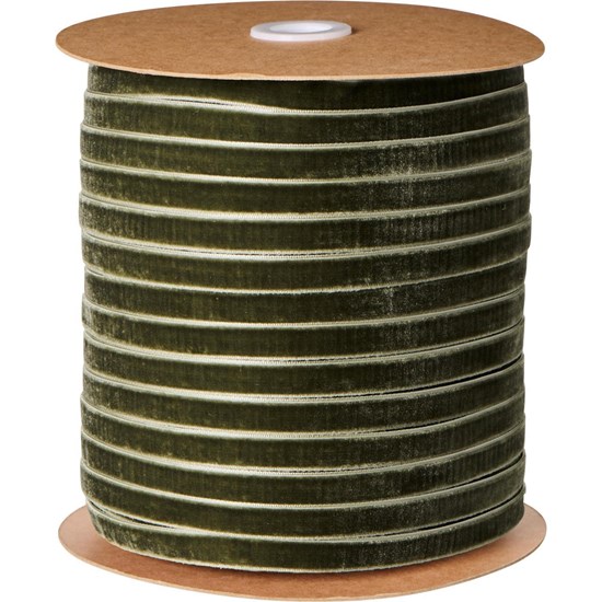 Sametová stuha na cívce Ib Laursen 200 m moss green_0