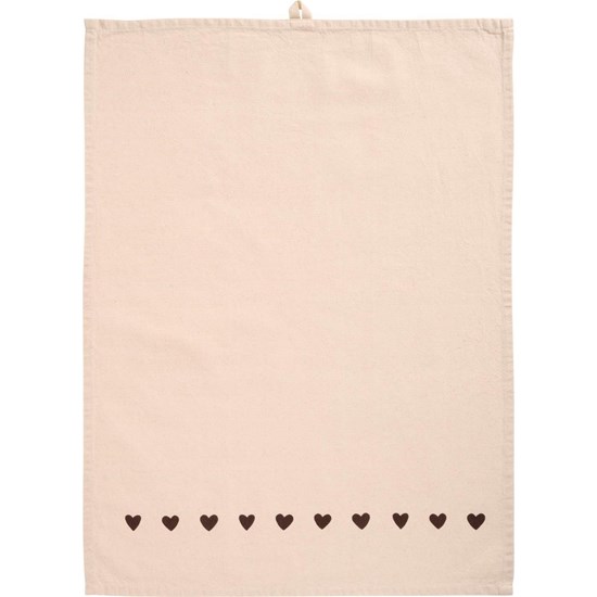Kuchyňská utěrka Johanne Ib Laursen 70x50 cm přírodní s hnědými srdíčky_0