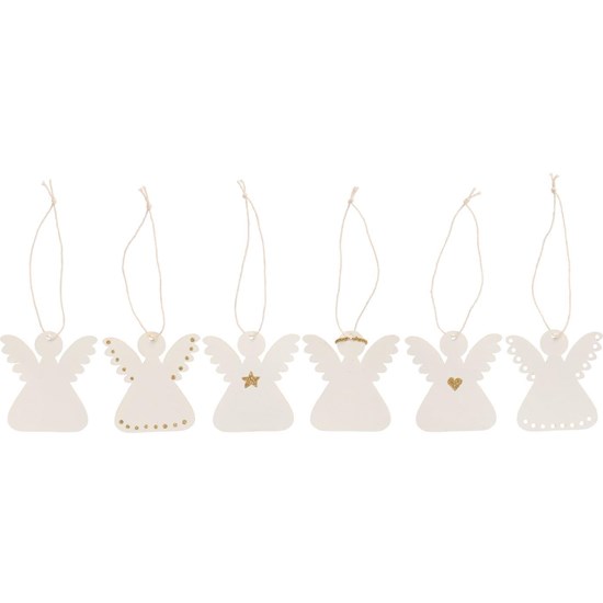 Papírové vánoční ozdoby anděl Ib Laursen SET/6ks bílé_0