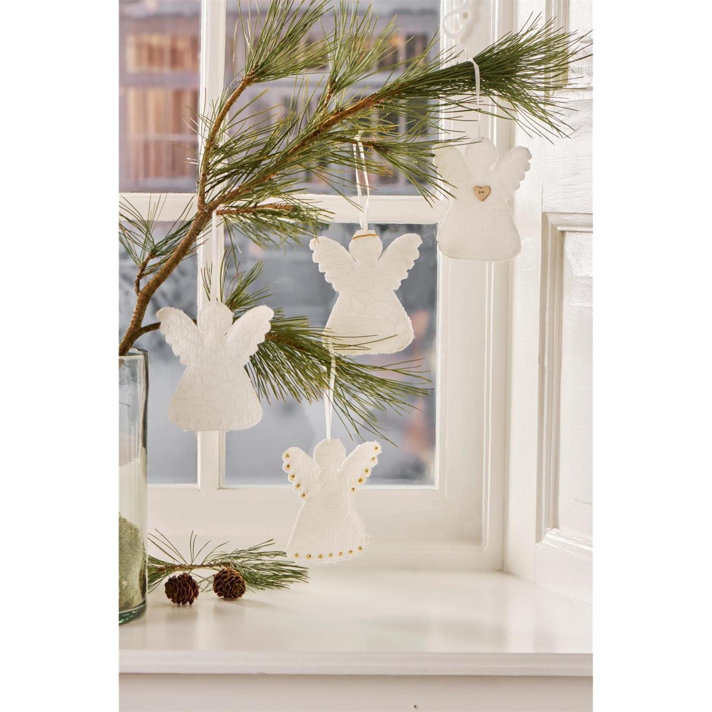 Látková ozdoba anděl Ib Laursen s výšivkou SET/4 druhy_0