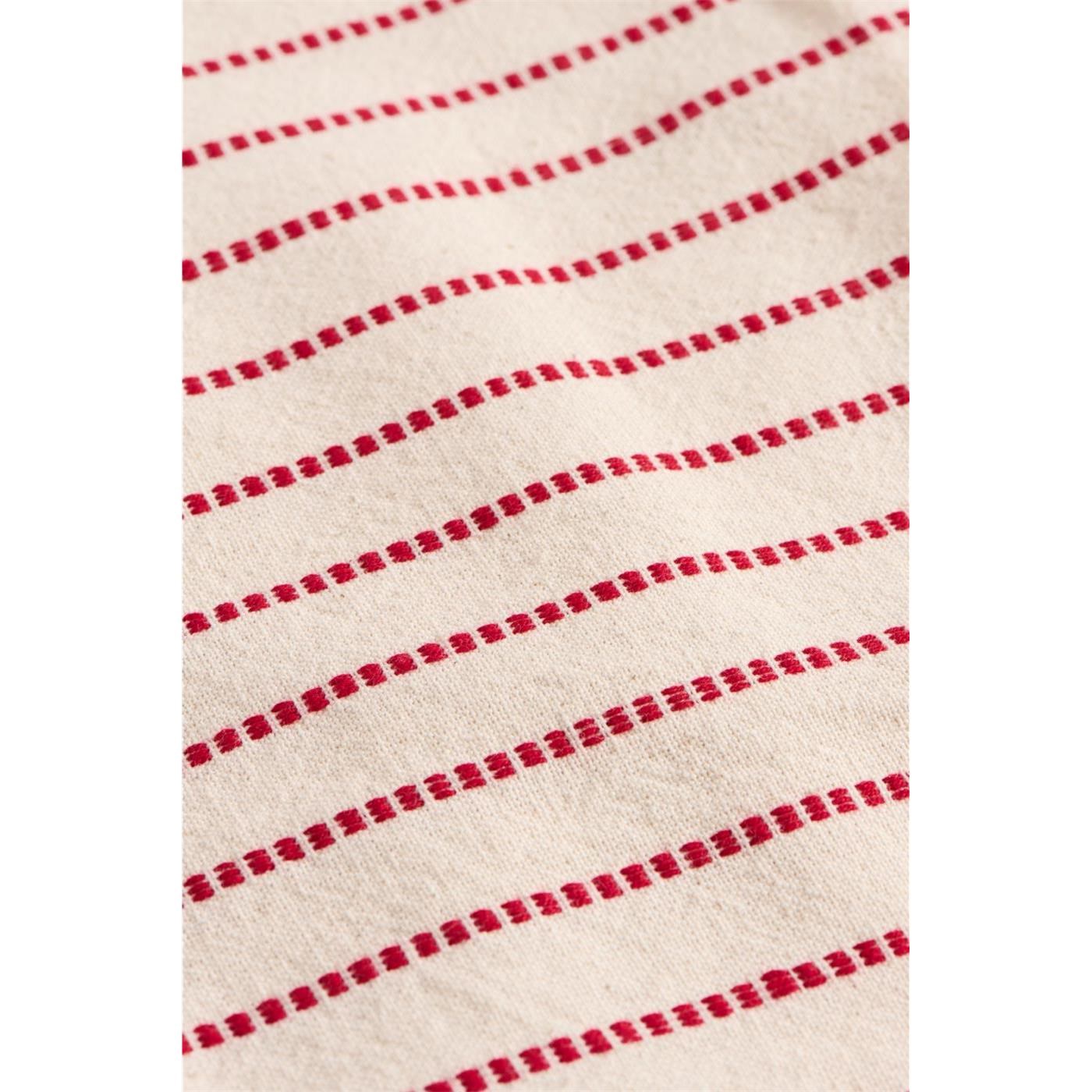 Povlak na polštář Holly Ib Laursen 50x50 cm přírodní s červenými tkanými pruhy_1