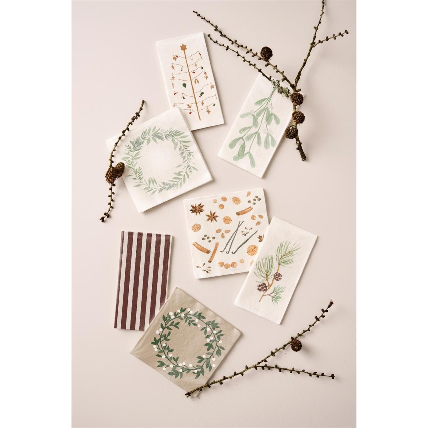 Papírové ubrousky Ib Laursen s motivem proužků SET/16ks hnědé_0