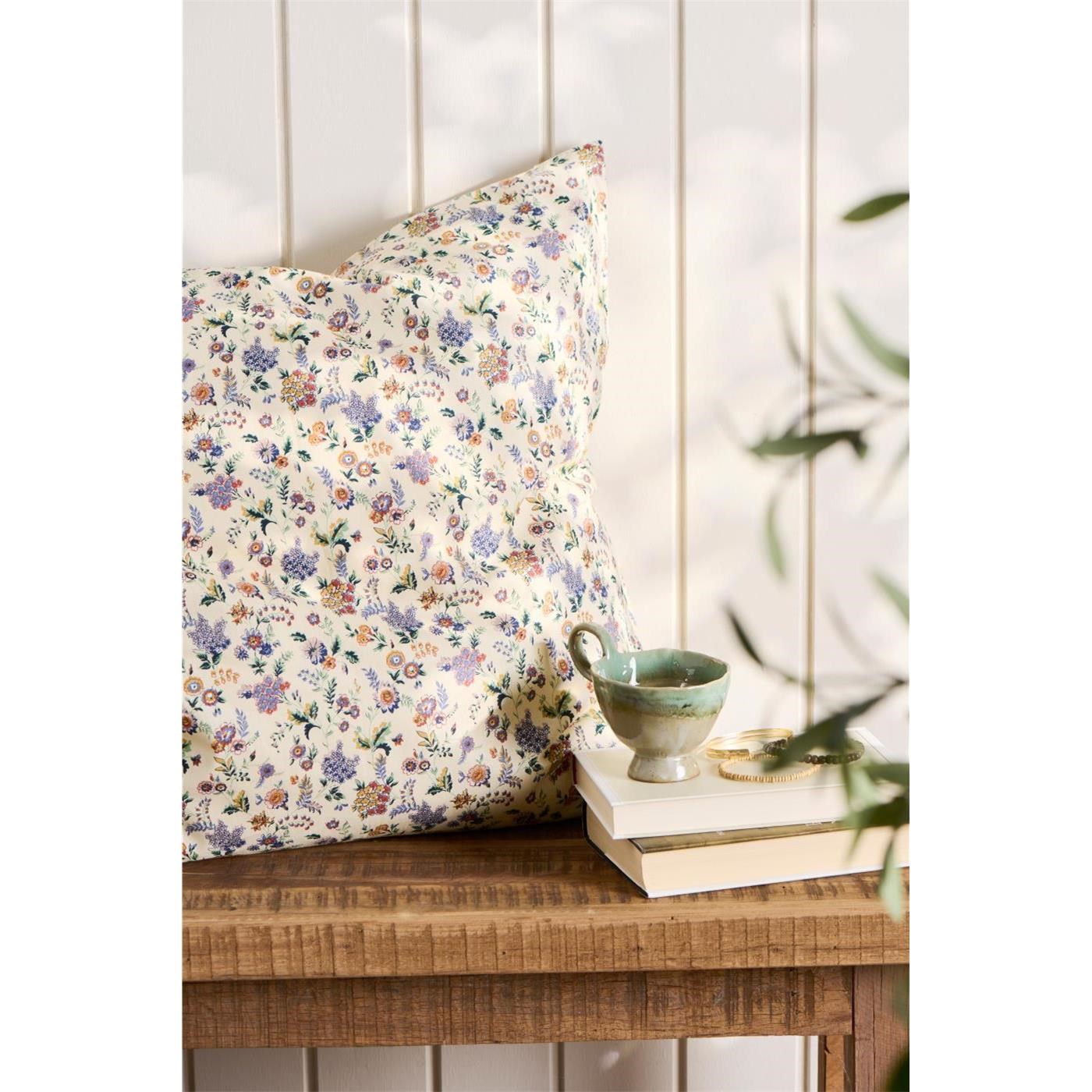 Bavlněný povlak na polštář Ib Laursen s květy 60x60 cm bílý barevné květy_0