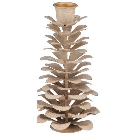 Dekorační kovový svícen V.14cm krémový_1