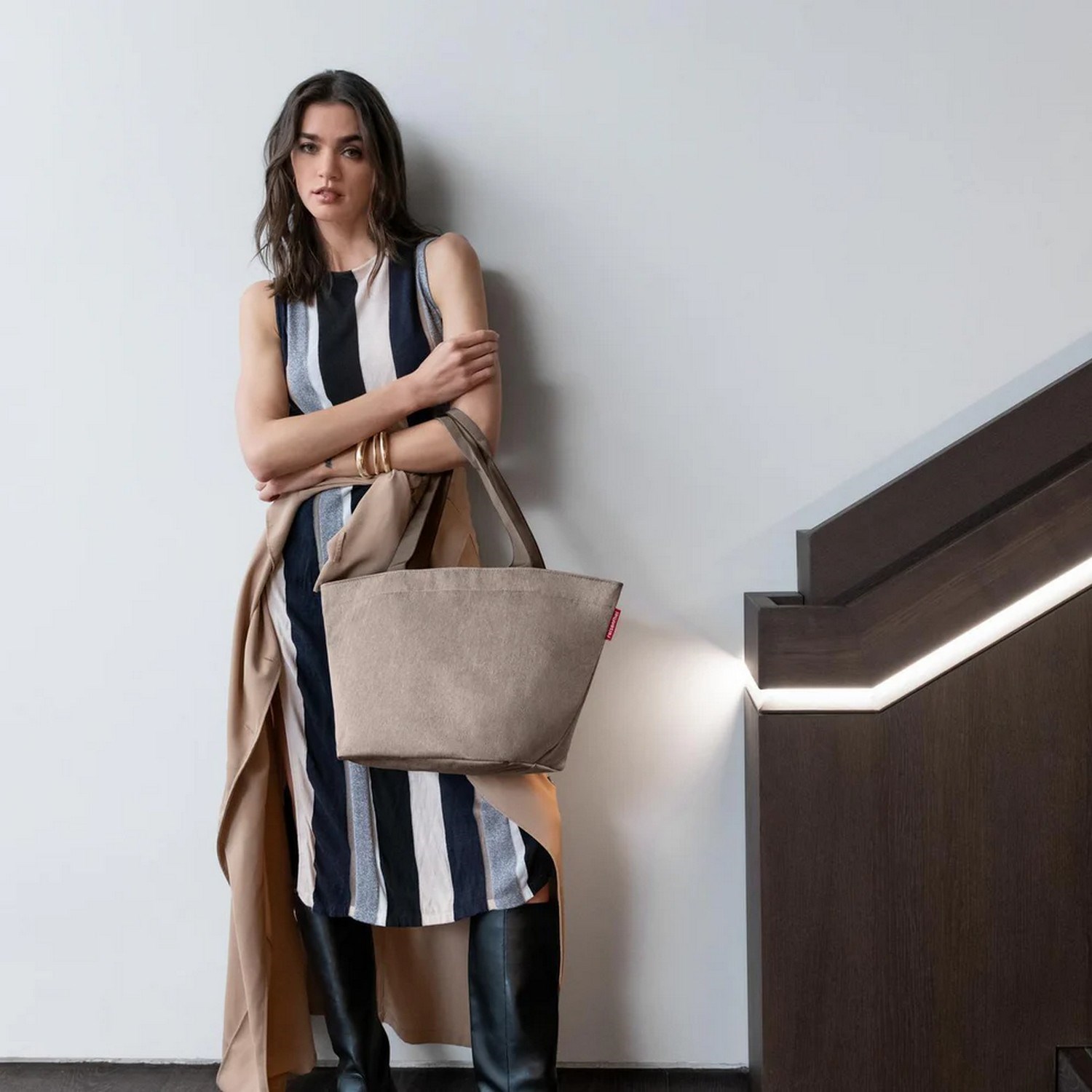 Taška přes rameno Reisenthel Shopper M herringbone mokka_0