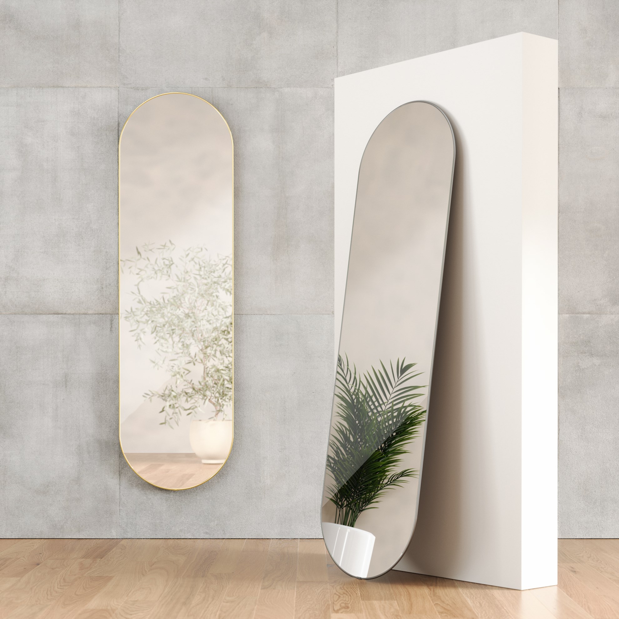 Zrcadlo HUBBA oválné 45x157cm s titanovým lemem_5