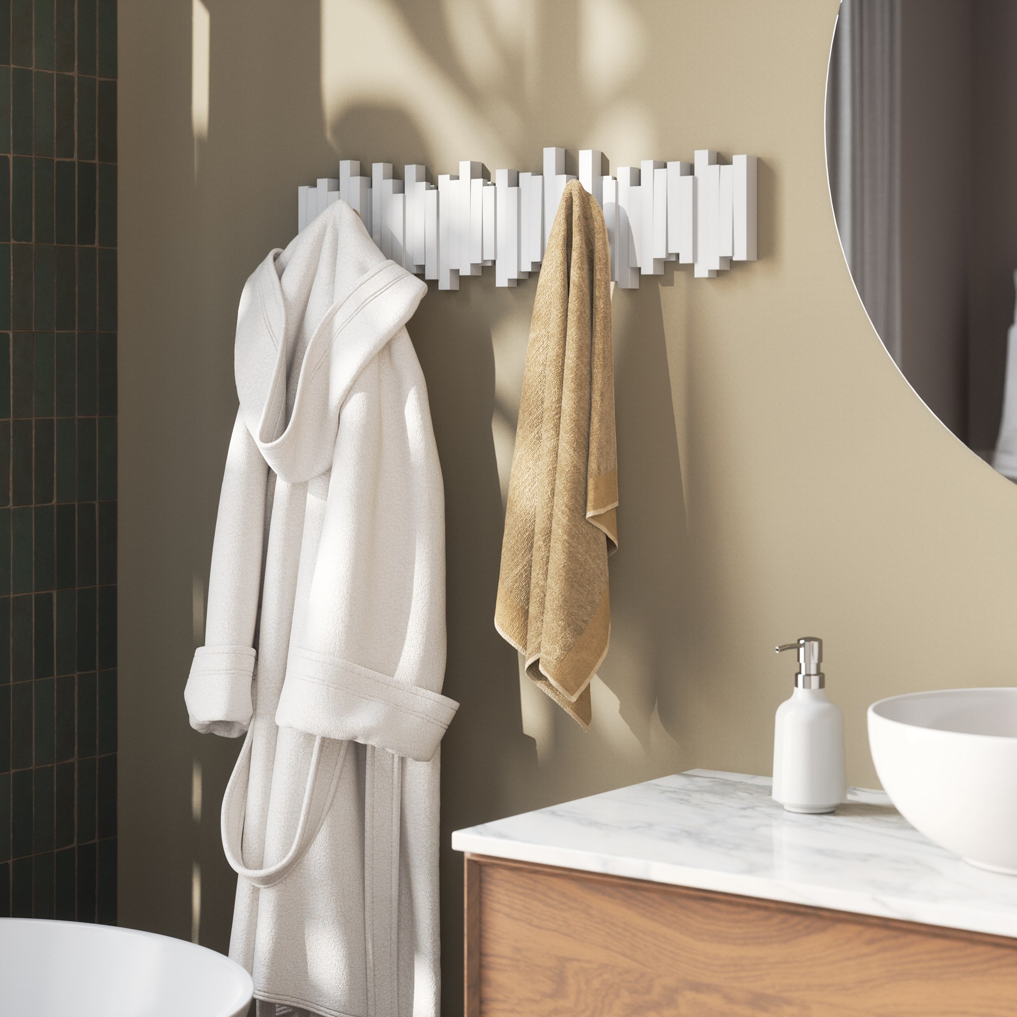 Věšák sklápěcí Umbra STICKS 8 bílý_1