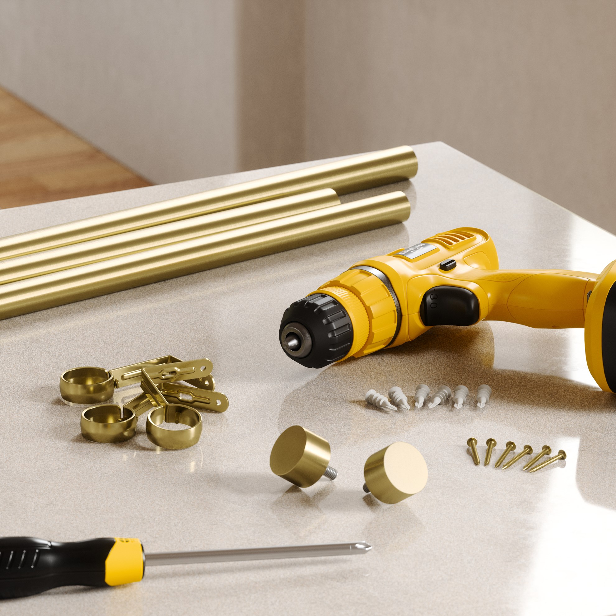 Rozšířitelná garnýž Umbra CAPPA 168-305cm zlatá_2